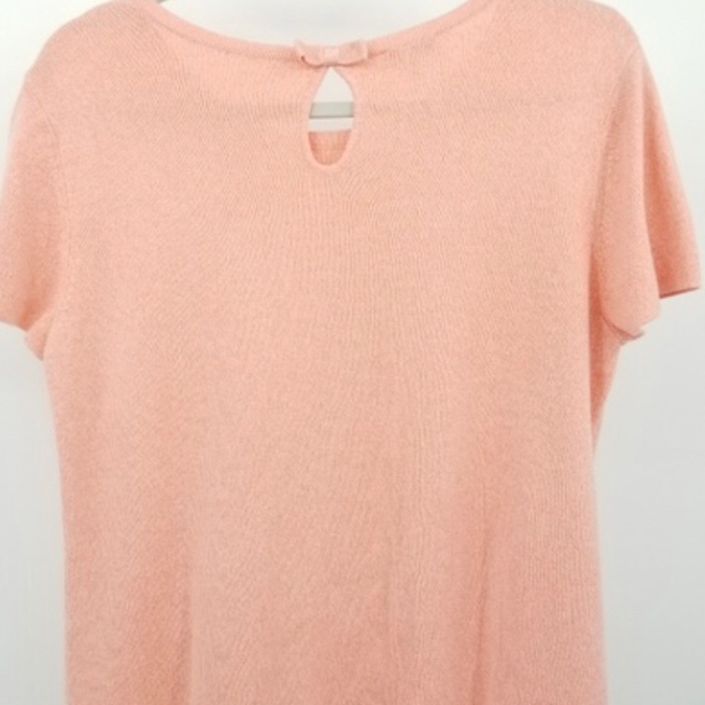 Talbots woman short sleeve sweater keyhole w/bow